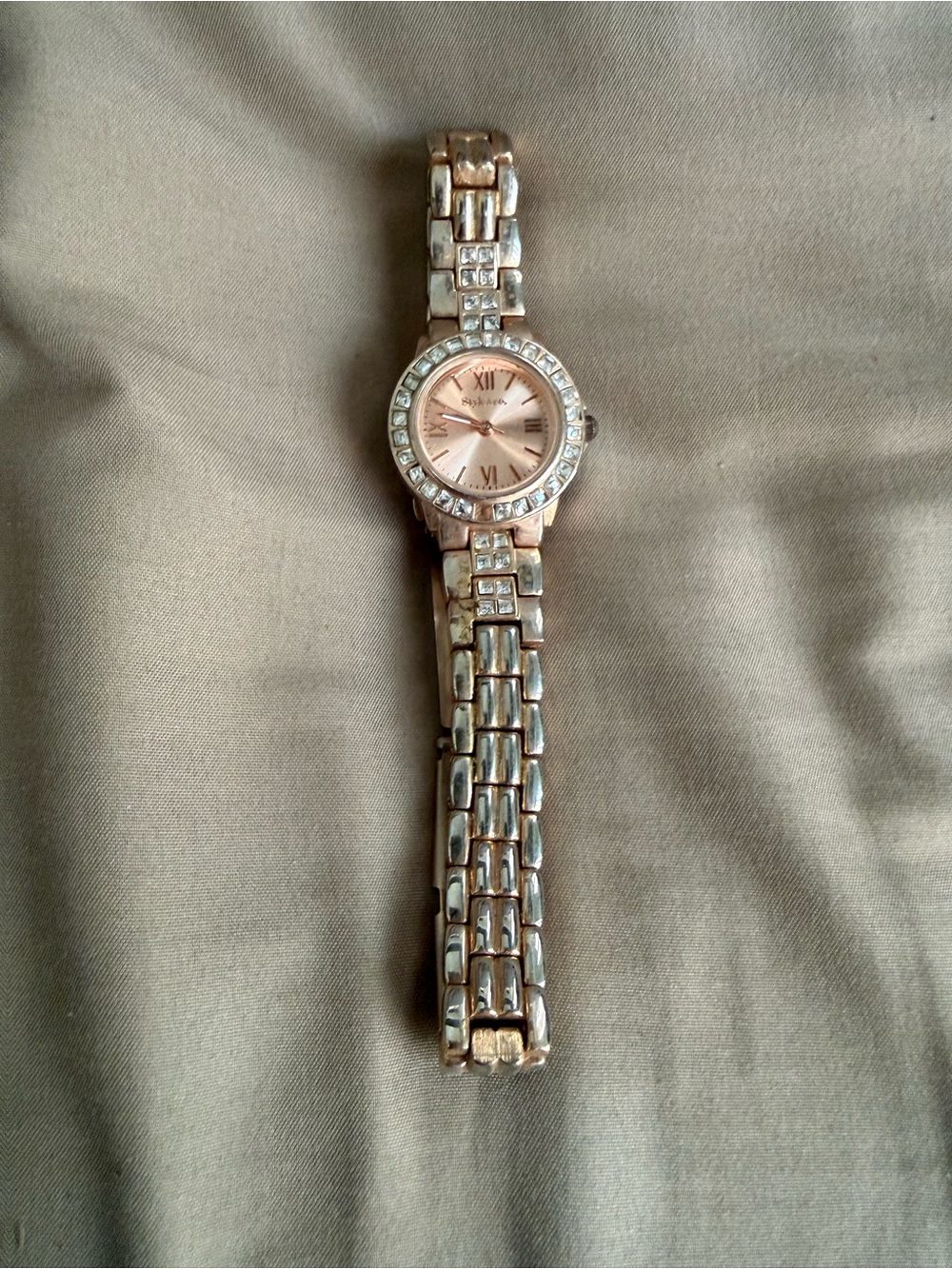 Style & Co Rose Gold & Silver Crystal Link Watch